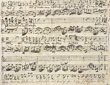 Foto van J.S. Bach's matheus passion, einde van aria nr. 41 "Geduld".